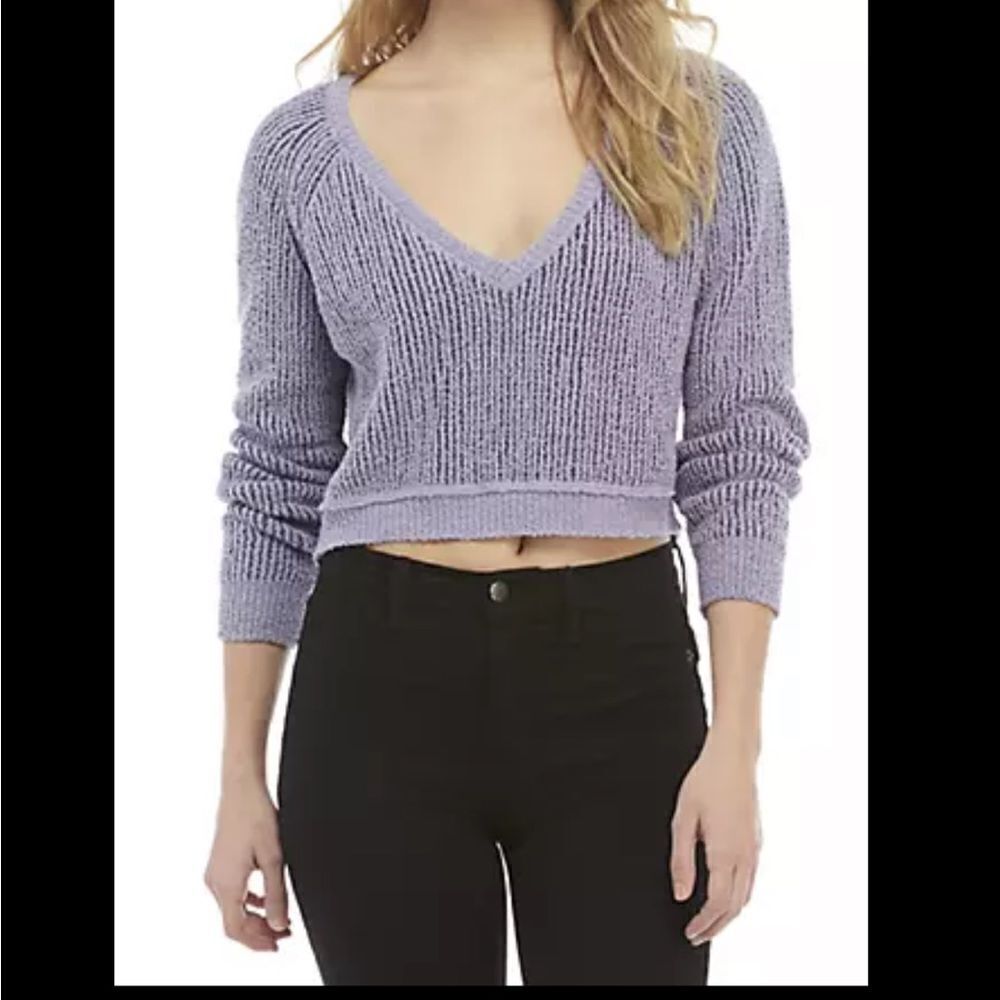 FREE PEOPLE Purple Sweater High Low XS - Picture 8 of 8